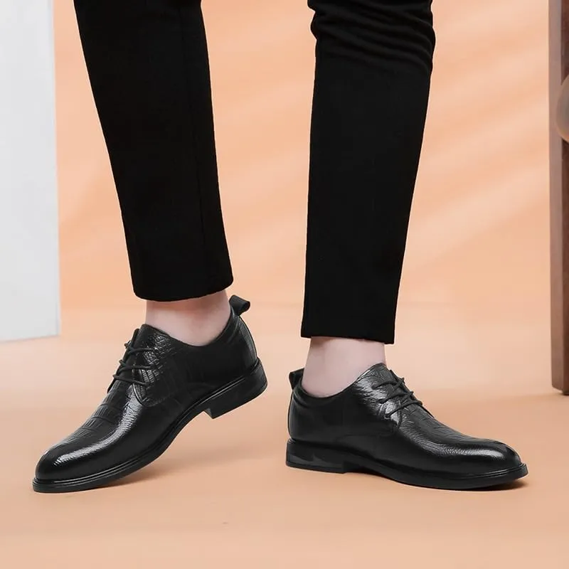 Mens Classic Leather Dress Shoes Mens Modern Formal Lace Up Brogue Oxfords Shoes Casual Business Pointed Toe Tuxedo Shoes(7)