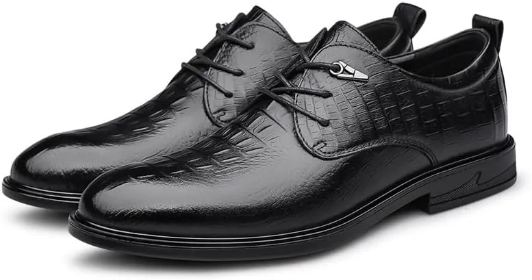 Mens Classic Leather Dress Shoes Mens Modern Formal Lace Up Brogue Oxfords Shoes Casual Business Pointed Toe Tuxedo Shoes(7)