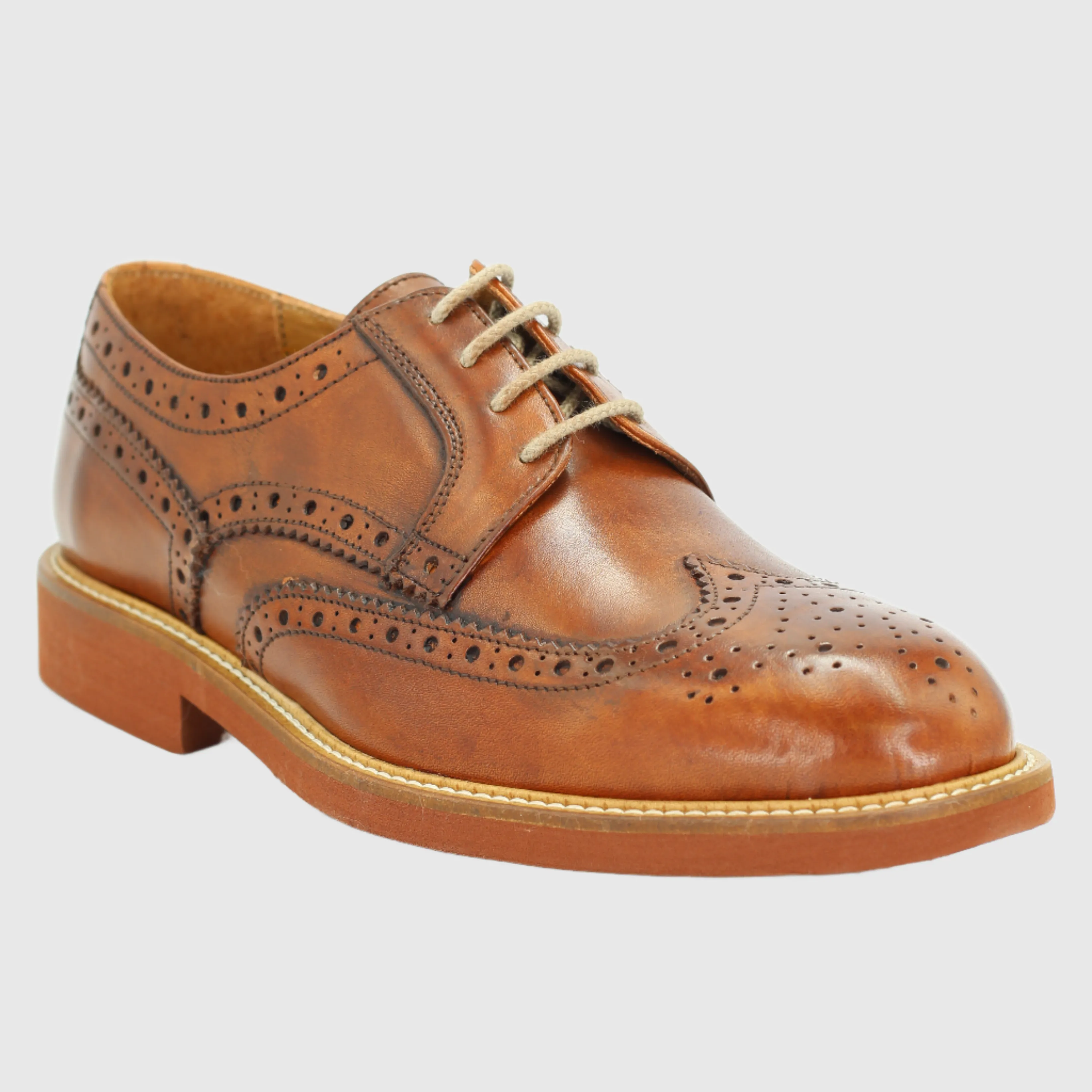 Men's Derby Brogue in Calf Leather Cuoio (GRU1007D)