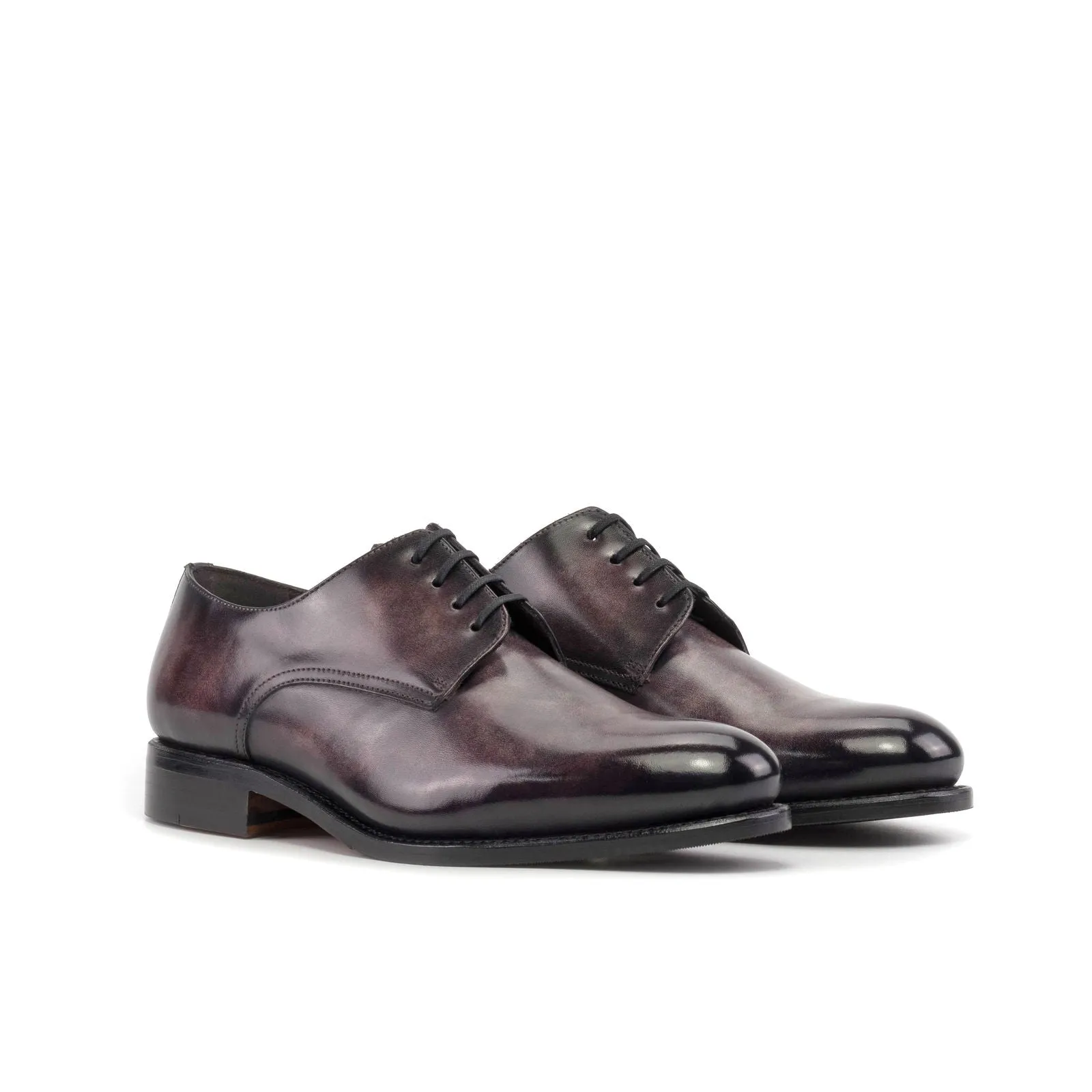 Men's Derby Shoes Patina Leather Wide Plus Size Violet 5958