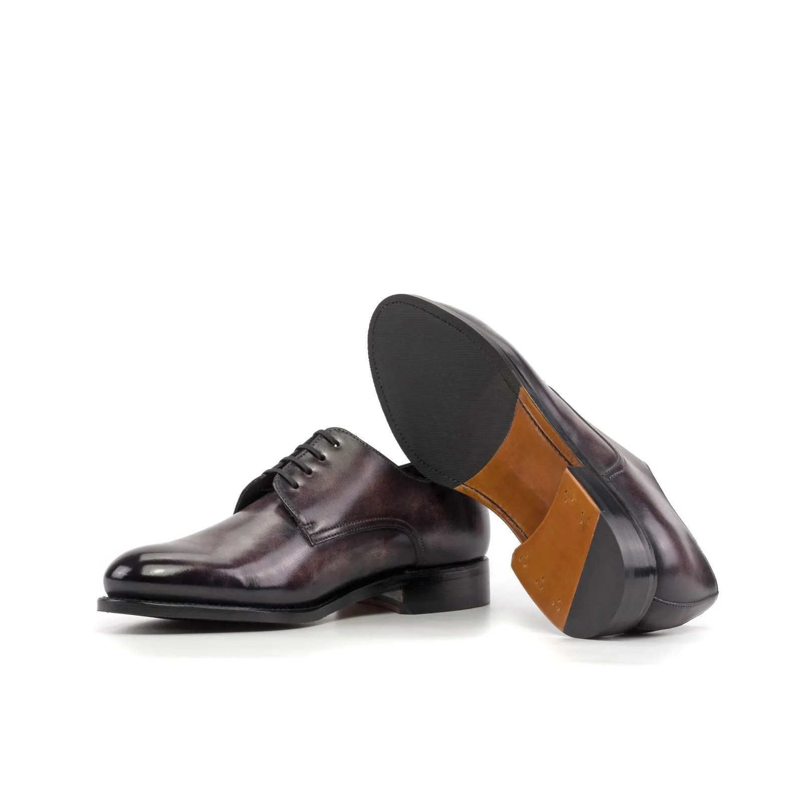 Men's Derby Shoes Patina Leather Wide Plus Size Violet 5958