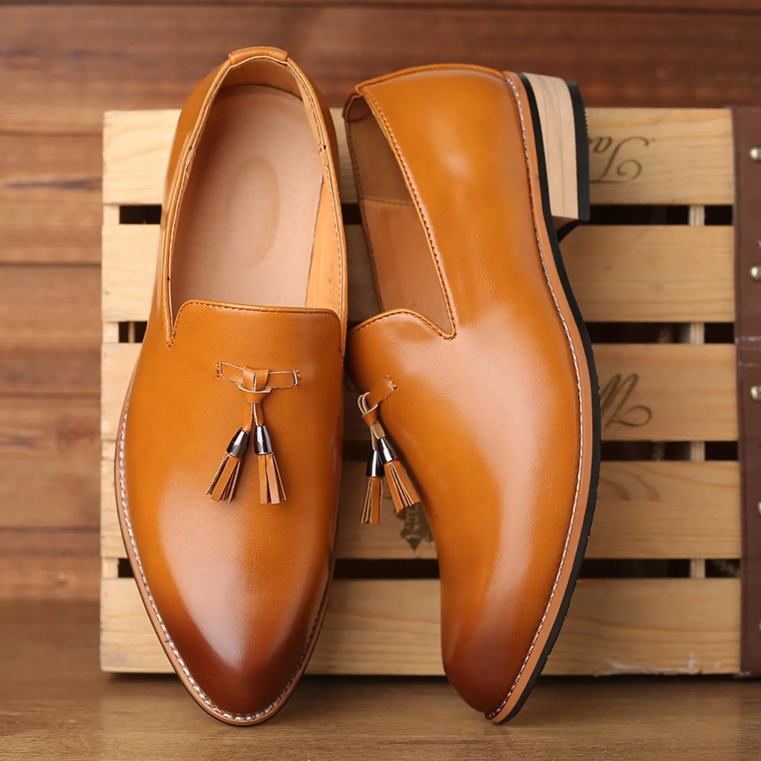Mens Dress Loafers Shoes Formal Business Slip On Casual Shoes with Tassels Suitable for Daily, Business & Wedding wear