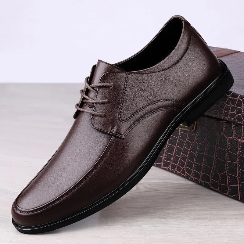 Mens Dress Oxford Formal Shoes Fashion Lace Up Comfort Orthopedic Plain Toe Pu Leather Non Slip Anti-Slip Wedding