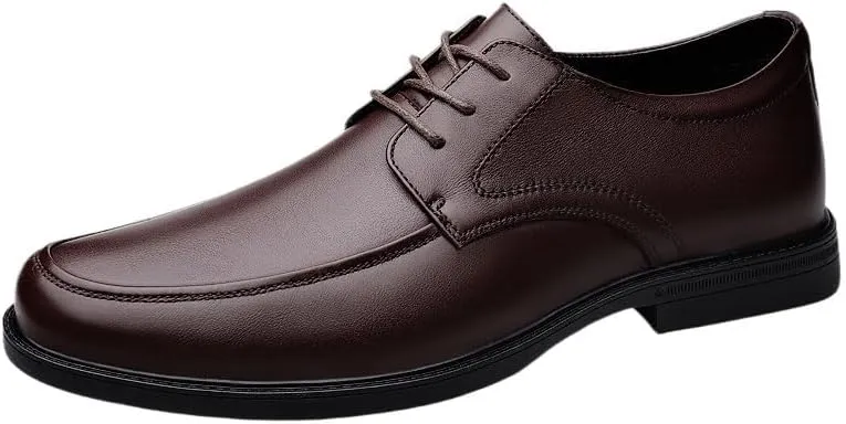 Mens Dress Oxford Formal Shoes Fashion Lace Up Comfort Orthopedic Plain Toe Pu Leather Non Slip Anti-Slip Wedding