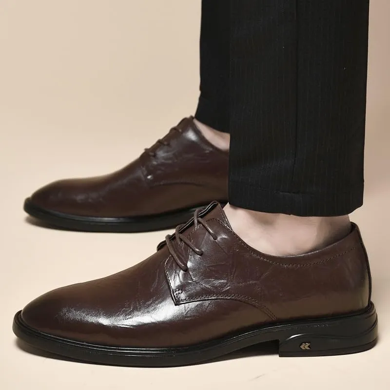 Mens Dress Oxford Formal Shoes Fashion Lace Up Party Breathable Pu Leather Party Non Slip Rubber Sole Low Top Shoe