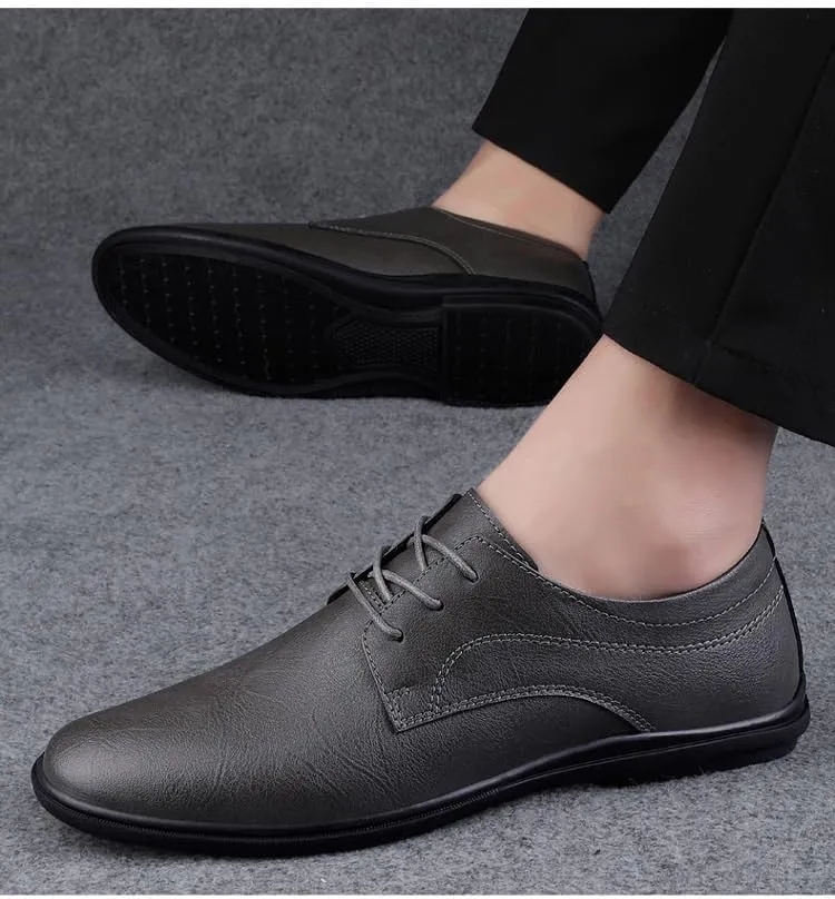 Mens Dress Oxford Formal Shoes Lace Up Business Plain Toe Luxury Leather Prom Non Slip Block Heel Anti-Slip Shoe