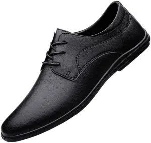 Mens Dress Oxford Formal Shoes Lace Up Business Plain Toe Luxury Leather Prom Non Slip Block Heel Anti-Slip Shoe