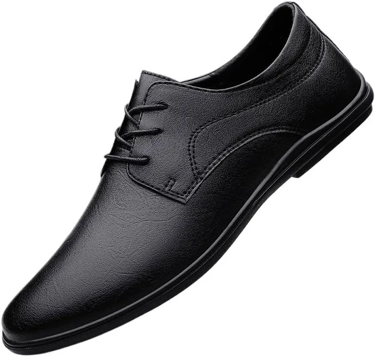 Mens Dress Oxford Formal Shoes Lace Up Business Plain Toe Luxury Leather Prom Non Slip Block Heel Anti-Slip Shoe
