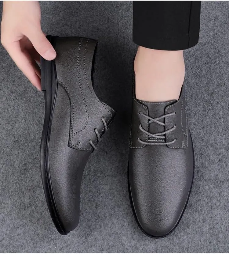 Mens Dress Oxford Formal Shoes Lace Up Business Plain Toe Luxury Leather Prom Non Slip Block Heel Anti-Slip Shoe