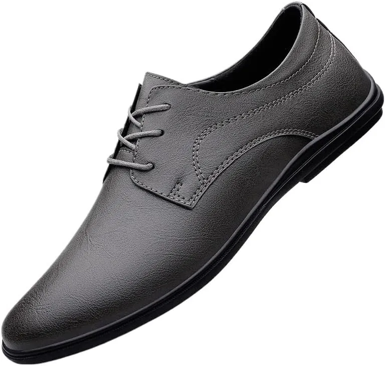Mens Dress Oxford Formal Shoes Lace Up Business Plain Toe Luxury Leather Prom Non Slip Block Heel Anti-Slip Shoe