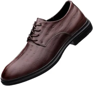 Mens Dress Oxford Formal Shoes Lace Up Uniform Cap Toe Design Burnished Leather Wedding Non Slip Block Heel Anti-Slip Slip Resistant Shoe