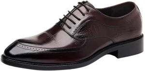 Mens Dress Oxford Formal Shoes Vintage Lace Up Comfort Orthopedic Pointed Toe Luxury Leather Business Non Slip Rubber Sole Low Top Shoe