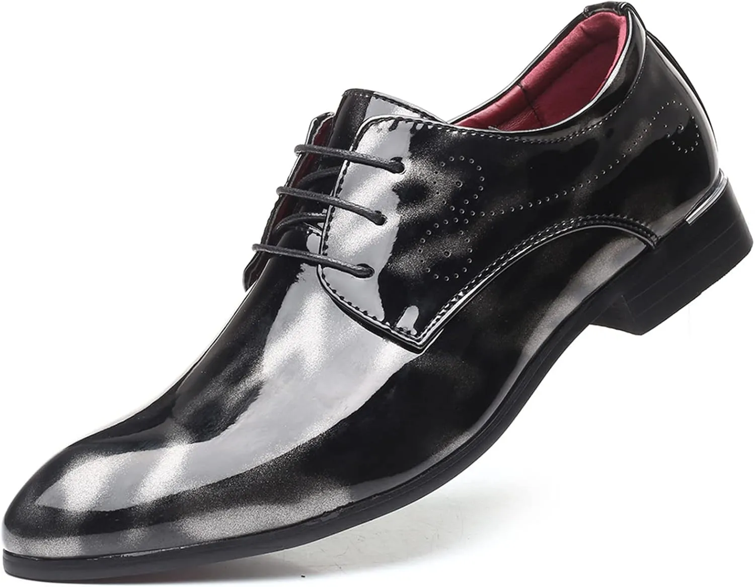 Men's Dress Shoes Lace-Up Brogues Derbys Oxford Formal Shoes Fashion Floral Patent Leather Wedding Shoes