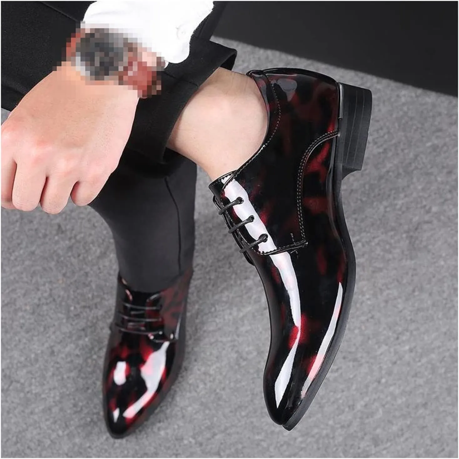 Men's Dress Shoes Lace-Up Brogues Derbys Oxford Formal Shoes Fashion Floral Patent Leather Wedding Shoes