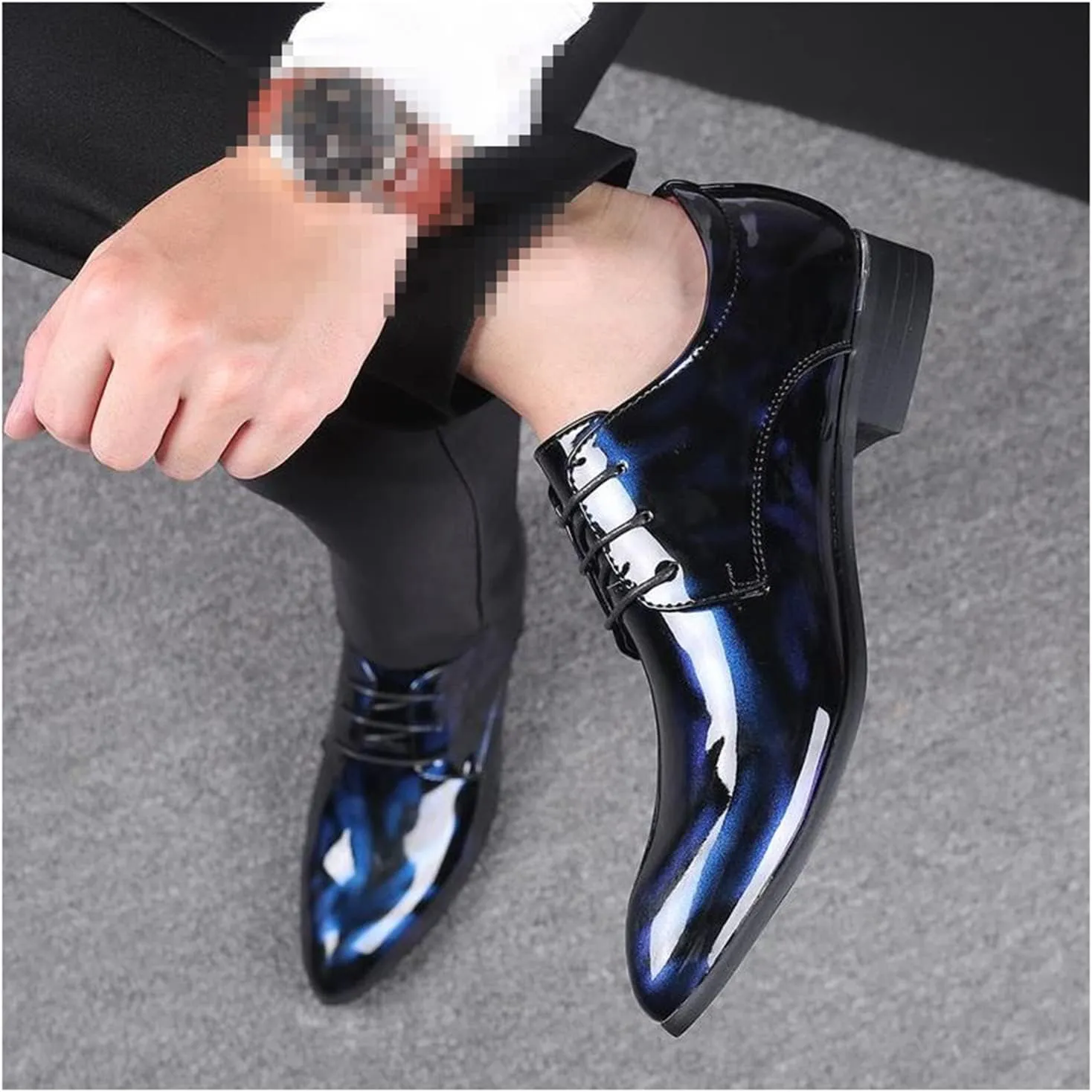 Men's Dress Shoes Lace-Up Brogues Derbys Oxford Formal Shoes Fashion Floral Patent Leather Wedding Shoes