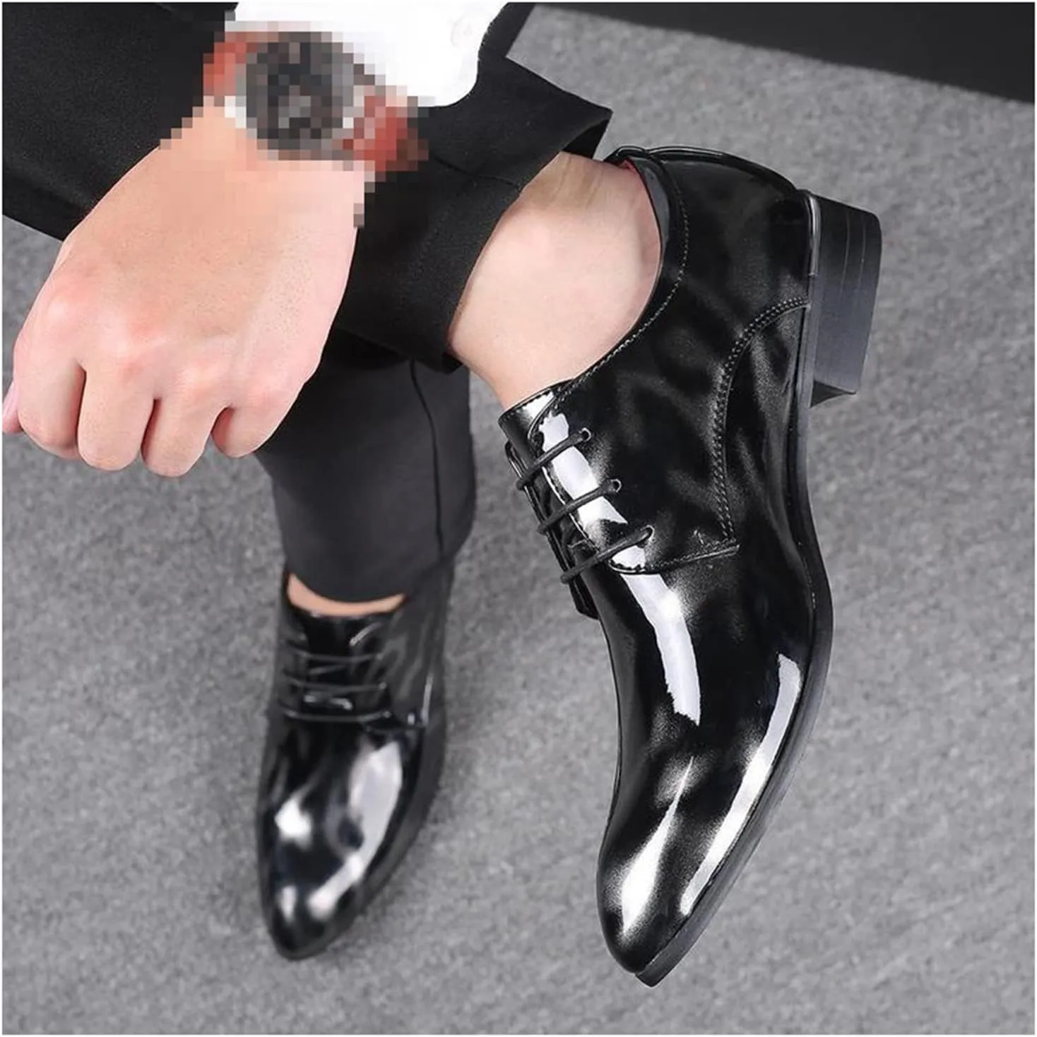 Men's Dress Shoes Lace-Up Brogues Derbys Oxford Formal Shoes Fashion Floral Patent Leather Wedding Shoes