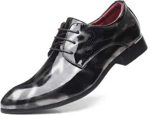 Men's Dress Shoes Lace-Up Brogues Derbys Oxford Formal Shoes Fashion Floral Patent Leather Wedding Shoes