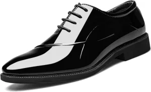 Men's Dress Shoes Lace-Up Derbys Oxford Formal Shoes Fashion Patent Leather Wedding Shoes for Men