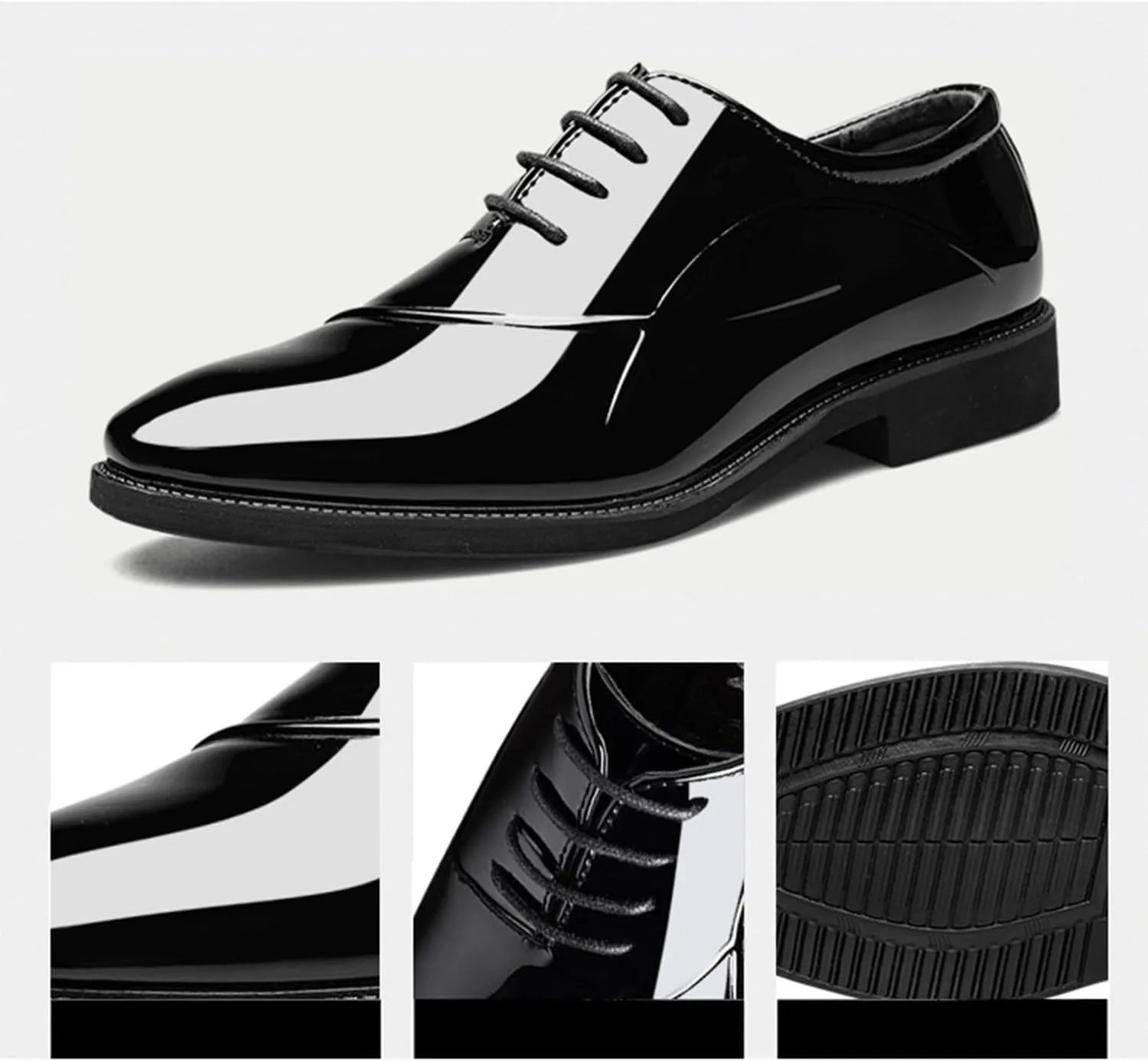 Men's Dress Shoes Lace-Up Derbys Oxford Formal Shoes Fashion Patent Leather Wedding Shoes for Men