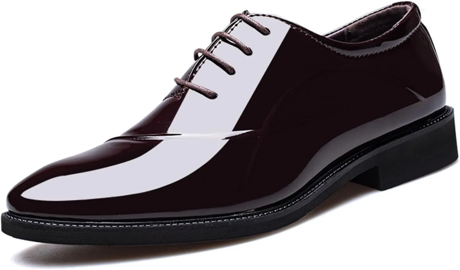 Men's Dress Shoes Lace-Up Derbys Oxford Formal Shoes Fashion Patent Leather Wedding Shoes for Men