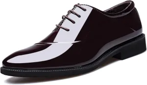 Men's Dress Shoes Lace-Up Derbys Oxford Formal Shoes Fashion Patent Leather Wedding Shoes for Men