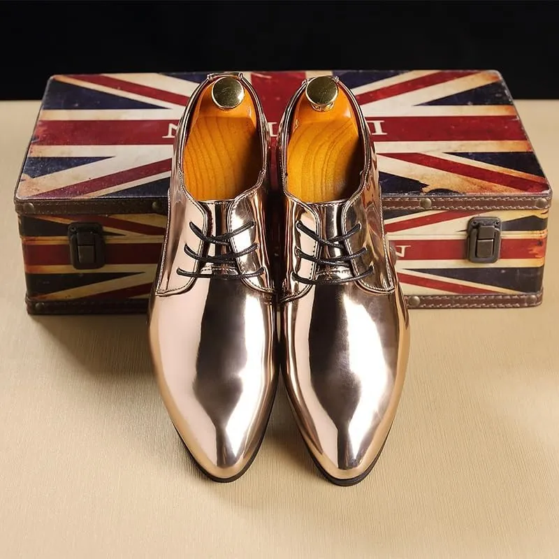 Mens Dress Shoes Oxfords Patent Leather Business Office Pointed Lace-Up Men's Formal Shoes Wedding Shoes
