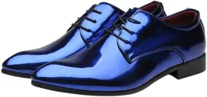 Mens Dress Shoes Oxfords Patent Leather Business Office Pointed Lace-Up Men's Formal Shoes Wedding Shoes