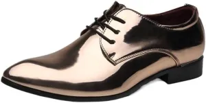 Mens Dress Shoes Oxfords Patent Leather Business Office Pointed Lace-Up Men's Formal Shoes Wedding Shoes
