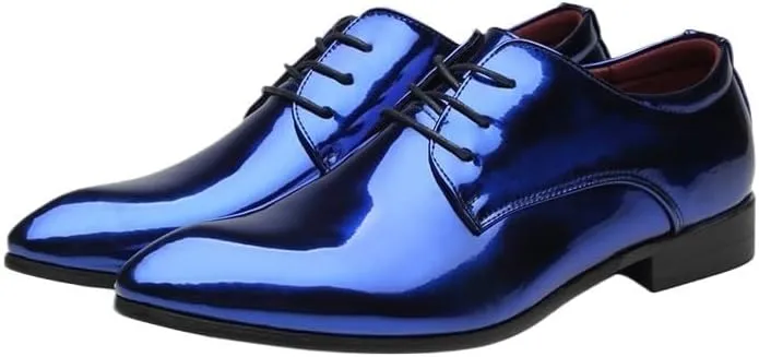 Mens Dress Shoes Oxfords Patent Leather Business Office Pointed Lace-Up Men's Formal Shoes Wedding Shoes