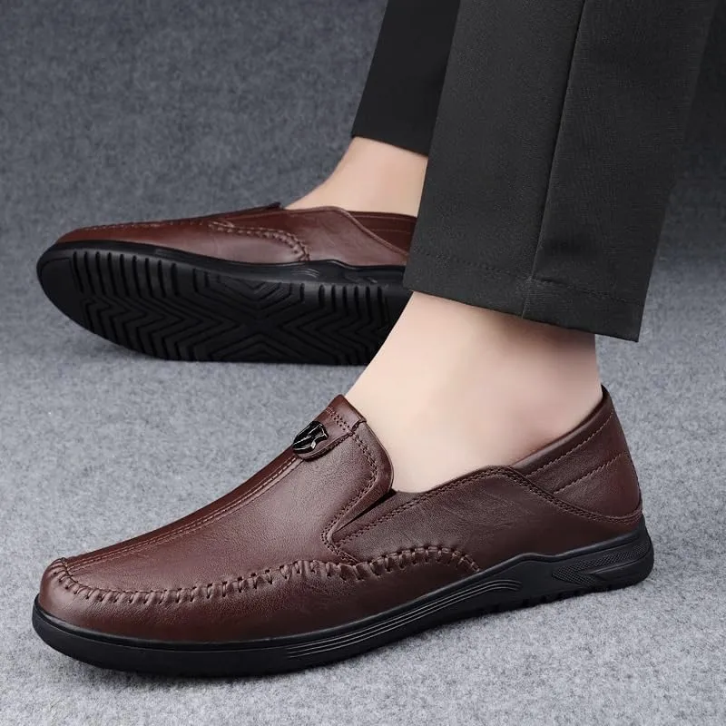 Mens Dress Sneakers Oxford Shoes Leather Casual Business Shoes Comfortable Office Walking Shoes(Black,8)