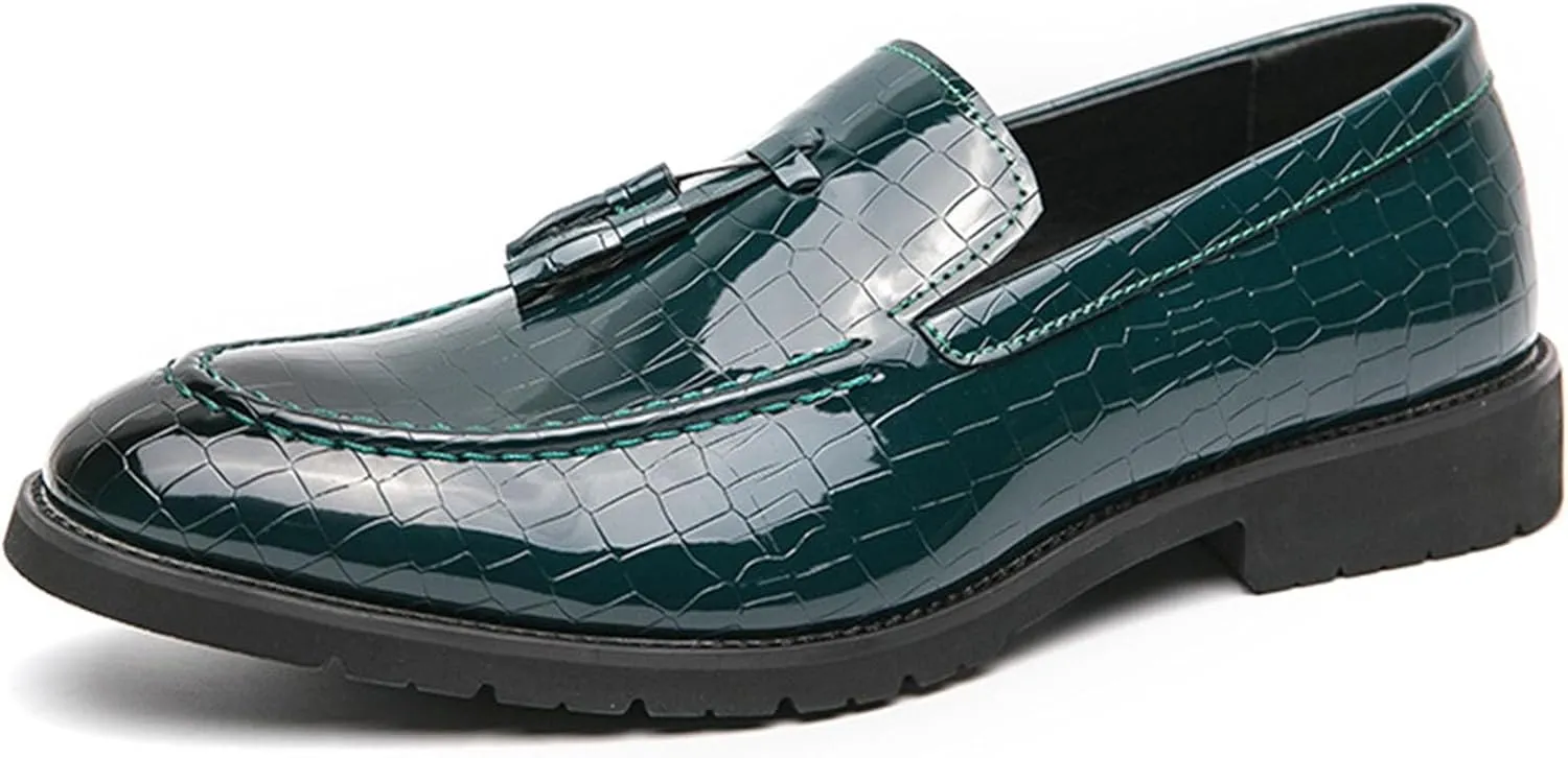 Men's Fashion Business Patent Leather Tassel Formal Shoes Comfortable Non-Slip Casual Party Dress Shoes