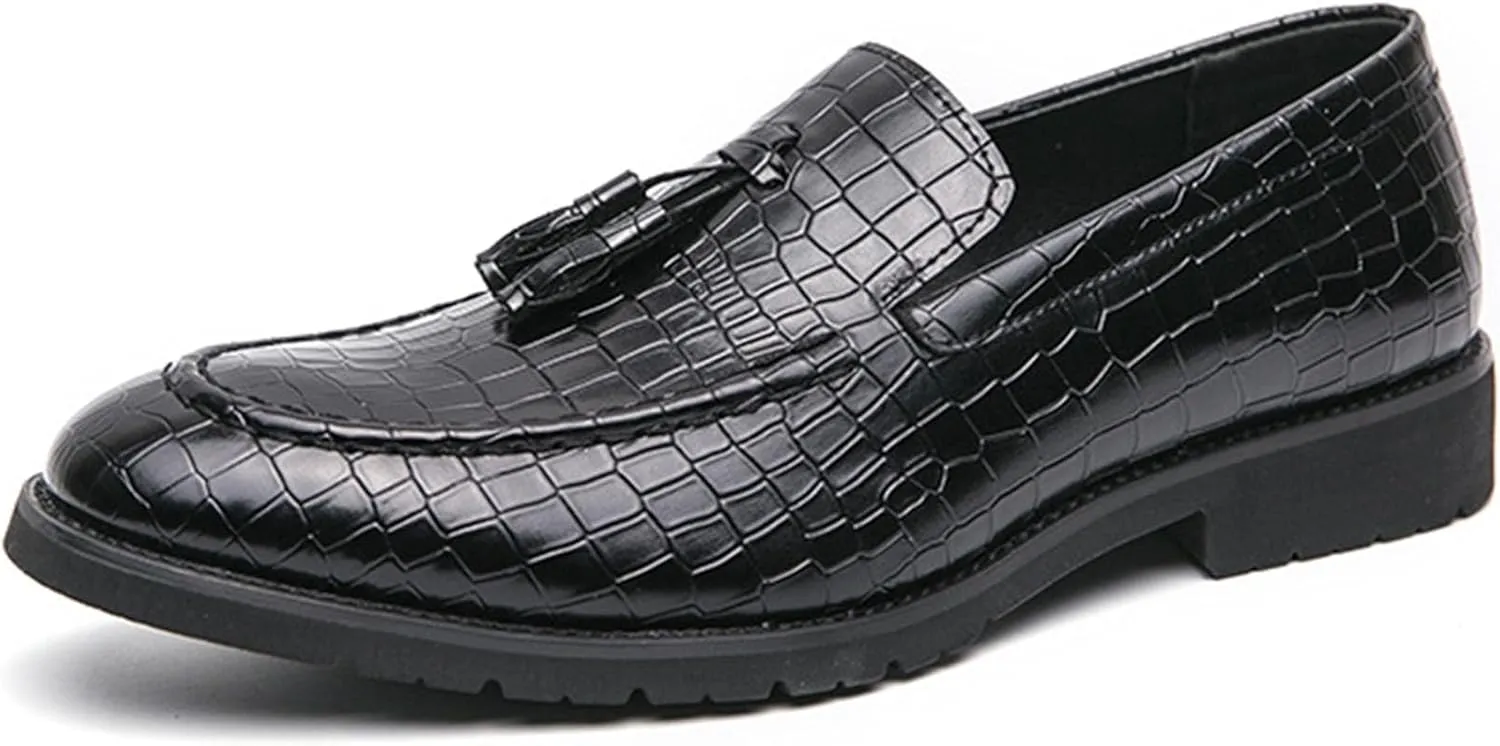 Men's Fashion Business Patent Leather Tassel Formal Shoes Comfortable Non-Slip Casual Party Dress Shoes