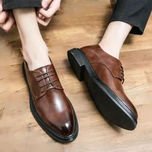 Men's Formal Shoes Dress Oxford Classic Lace Up Office Wingtip Waterproof Leather Non Slip Rubber Sole Low Top Tuxedo