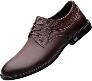 Mens Formal Shoes Dress Oxford Lace Up Casual Plain Toe Italian Leather Heel Non Slip Anti-Slip Low Top Rubber Sole Wedding