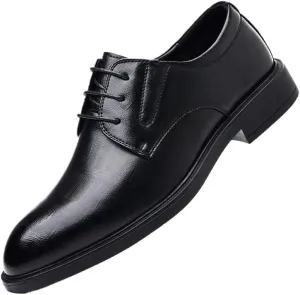 Men's Formal Shoes Lace-up Party Round Toe Synthetic Leather Non Slip Block Heel Anti-Slip Outdoor