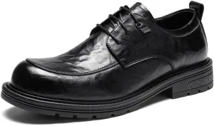 Men's Genuine Leather Dress Shoes Comfortable Lace Up Loafers Shoes Non Slip Platform Casual Business Mens Oxfords