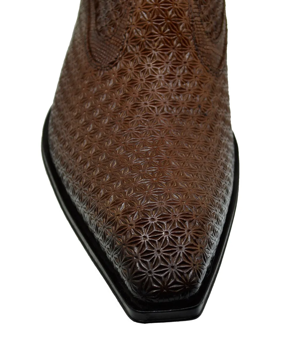 Men's Italian Shoes Jo Ghost 4766 Brown Leather Buckle Dress Boots
