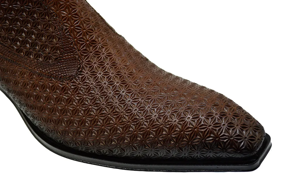Men's Italian Shoes Jo Ghost 4766 Brown Leather Buckle Dress Boots