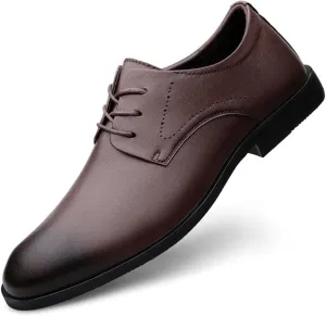 Men's Leather Lace Up Block Heel Business Casual Formal Shoes Office Work Low Top Dress Shoes Casual Work Office Comfortable Business Shoes