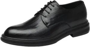 Mens Leather Oxford Dress Shoes Pointed Toe Lace Up Tuxedo Wedding Prom Non Slip Formal Shoes