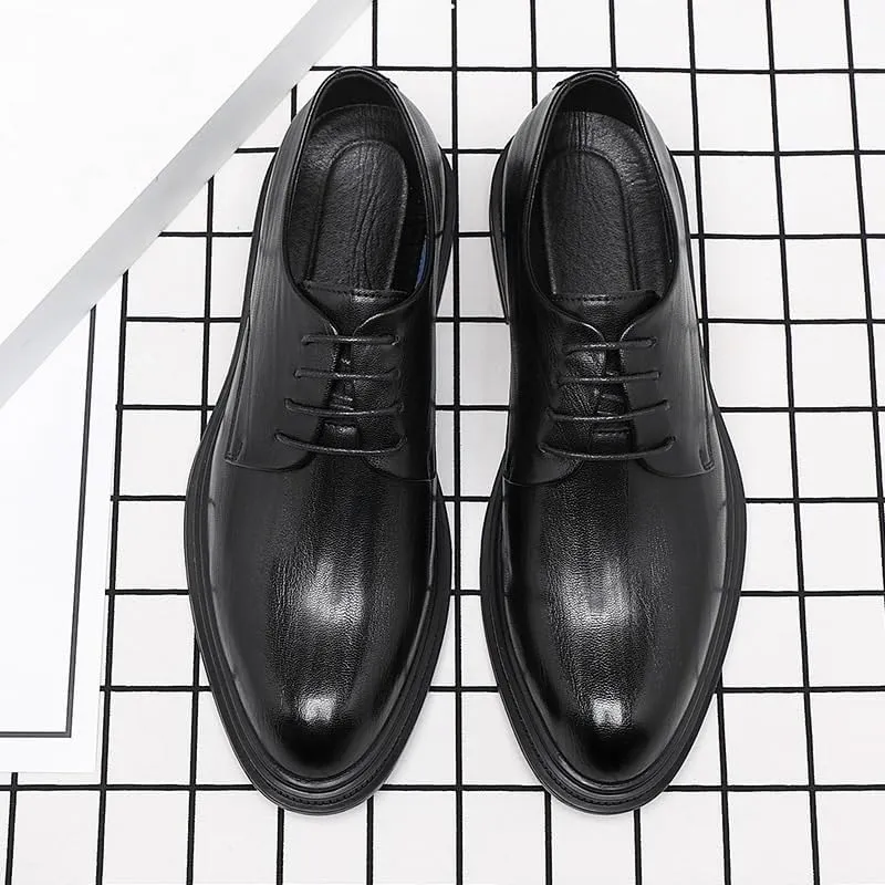Mens Leather Oxford Dress Shoes Pointed Toe Lace Up Tuxedo Wedding Prom Non Slip Formal Shoes
