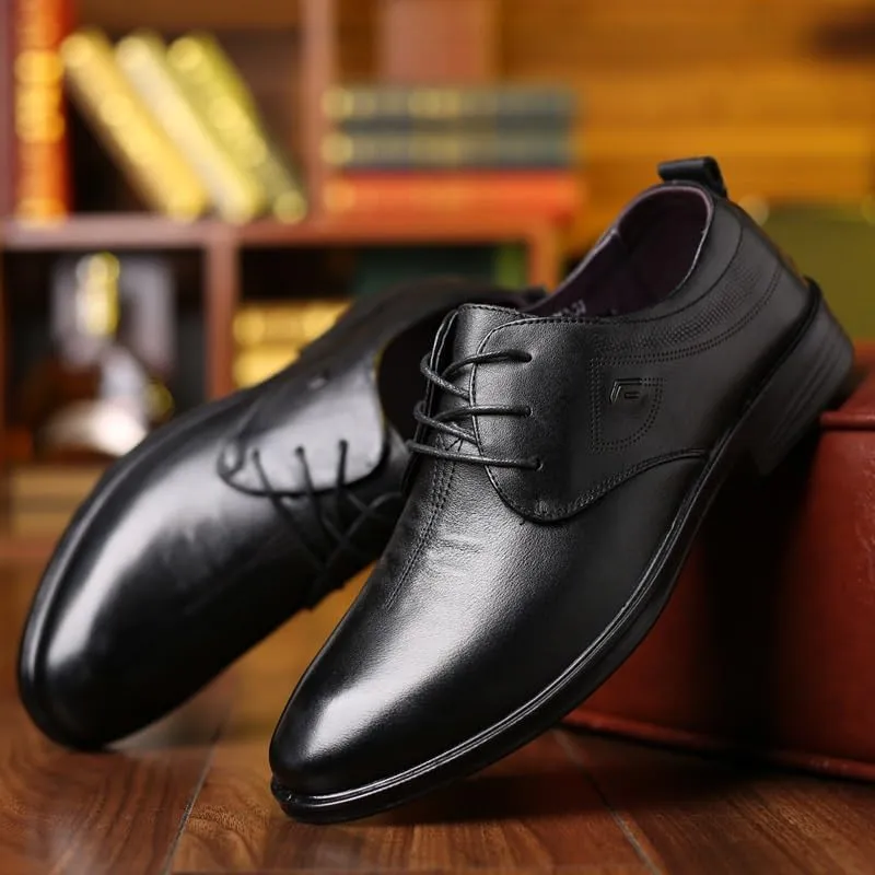Mens Leather Shoes Modern Non Slip Casual Business Work Formal Shoes Trends Slip On Pointed Toe Classic Formal Business Shoes(10)