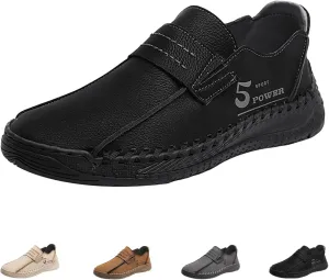 Men's Lightweight Slip-on Casual Shoes,Comfort Vintage Hand-Stitching Non-Slip Softsole Walking Driving Penny Loafers