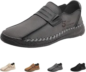 Men's Lightweight Slip-on Casual Shoes,Comfort Vintage Hand-Stitching Non-Slip Softsole Walking Driving Penny Loafers