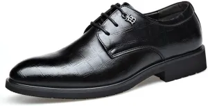 Men's Oxford Shoes Fashion Pointed Toe Lace Up Leather Business Tuxedo Shoes Classic Formal Derby Shoes for Men(Black,7)