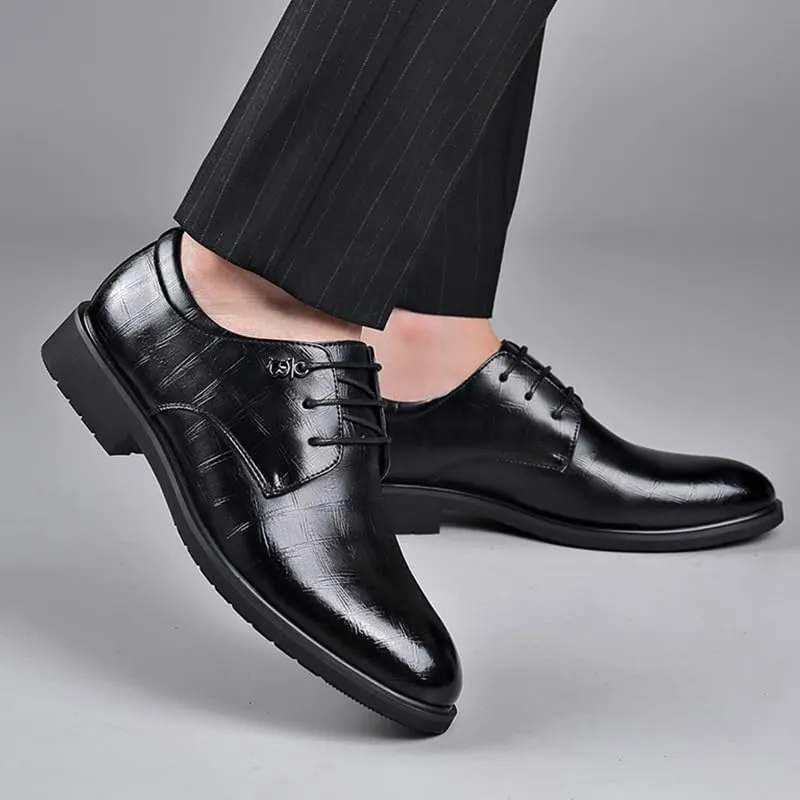Men's Oxford Shoes Fashion Pointed Toe Lace Up Leather Business Tuxedo Shoes Classic Formal Derby Shoes for Men(Black,7)