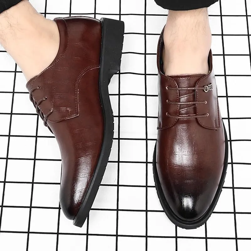 Men's Oxford Shoes Fashion Pointed Toe Lace Up Leather Business Tuxedo Shoes Classic Formal Derby Shoes for Men(Brown,10)