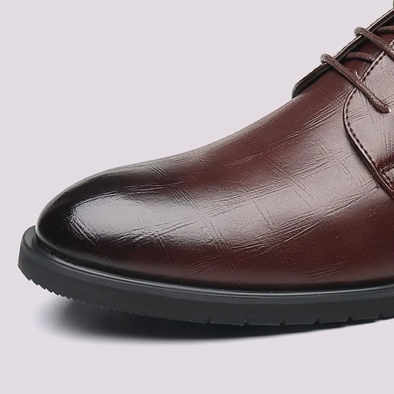 Men's Oxford Shoes Fashion Pointed Toe Lace Up Leather Business Tuxedo Shoes Classic Formal Derby Shoes for Men(Brown,10)