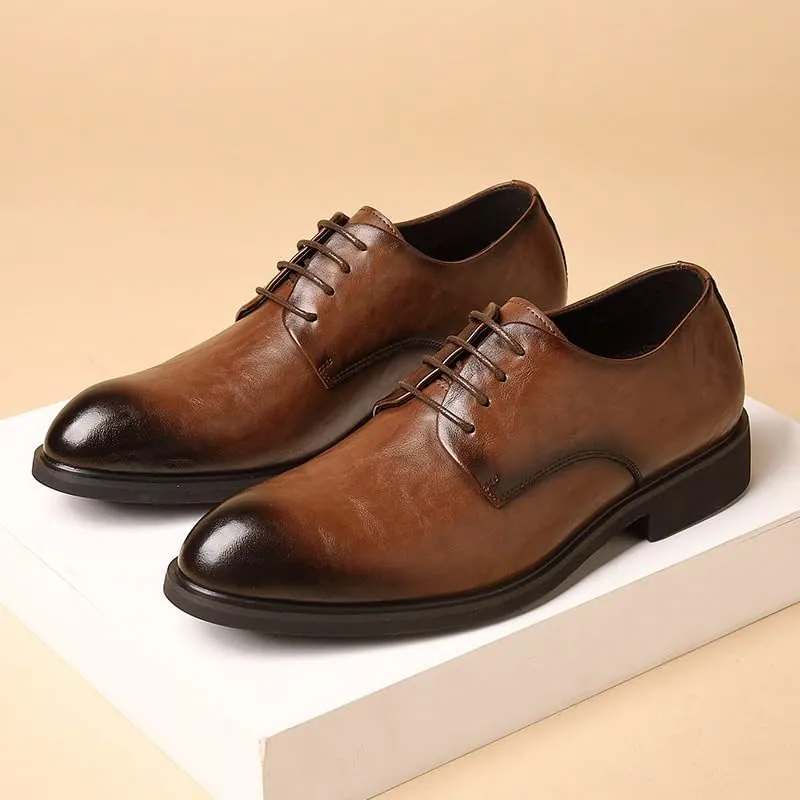Men's Oxfords Shoes Men Classic Lace-up Formal Shoes Leather Dress Shoes Pointed Toe Derbys Business Shoes for Men(6.5)