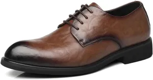 Men's Oxfords Shoes Men Classic Lace-up Formal Shoes Leather Dress Shoes Pointed Toe Derbys Business Shoes for Men(6.5)
